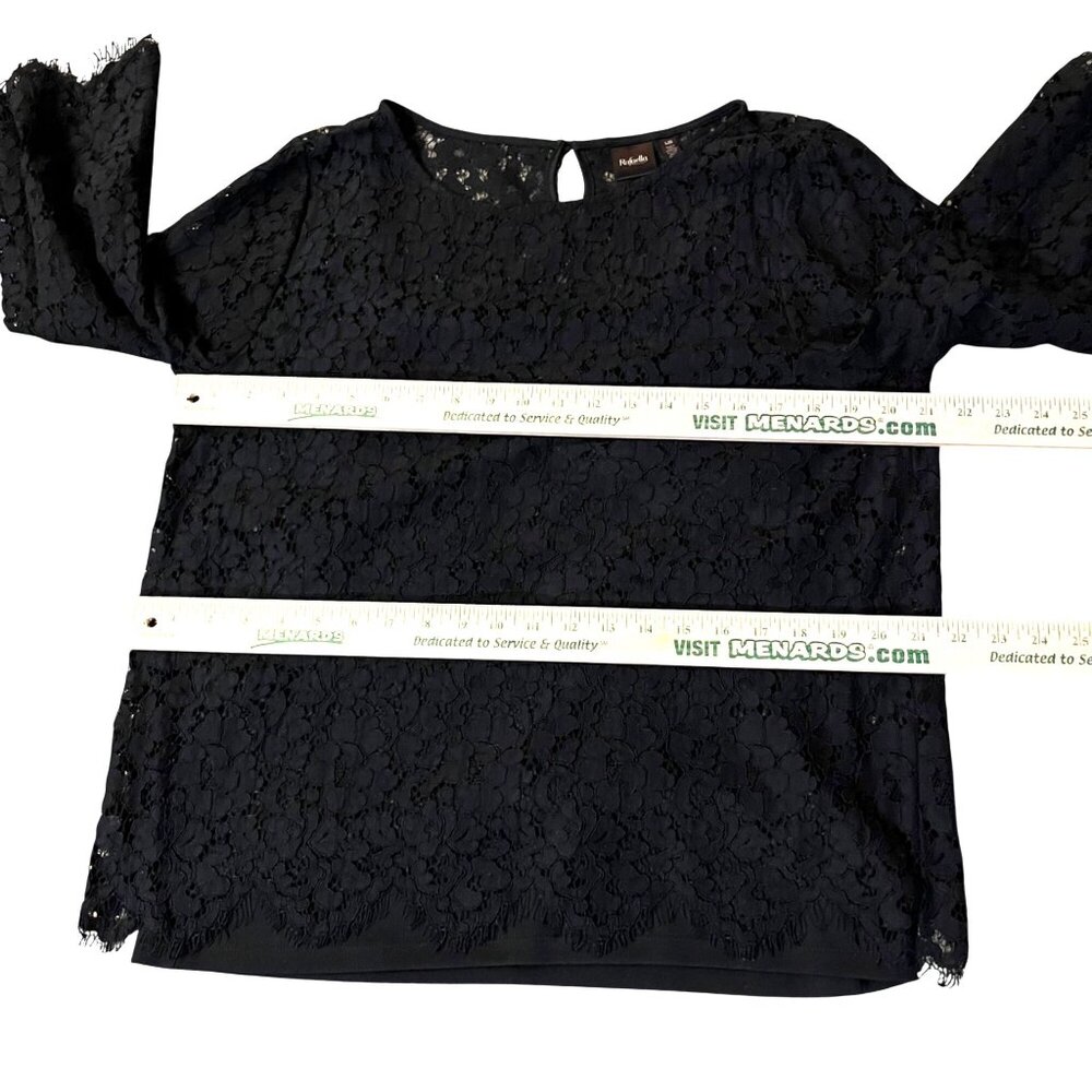 Rafaella Blouse Womens L Used Black Floral Lace Attached Cami - Picture 7 of 16